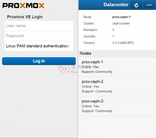 Proxmox VE Mobile V1.7.0可以通过基于 HTML5 的移动版本在移动设备上访问Proxmox-爱网络，爱分享，爱生活！爱酷网络